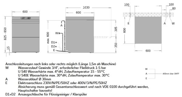 Ackermann U 540 Geschirr-Spülmaschine inkl. Inbetriebnahme + Einweisung