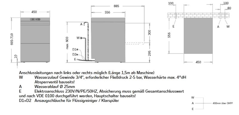 Ackermann U 430-1 Gläser- und Bistrospülmaschine inkl. Inbetriebnahme + Einweisung