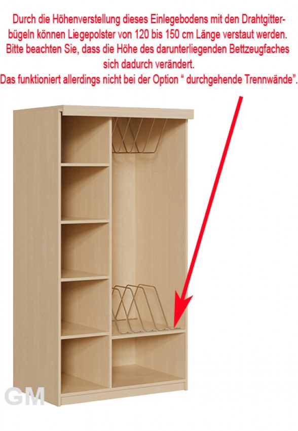 Liegepolsterschrank m. Türen f. 6 Liegepolster
