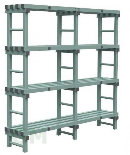 REA Kunststoffregal 2000 x 400 x 1750 mm mit 4 Böden, versandkostenfrei