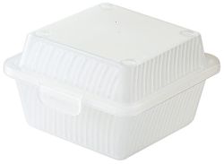 Mehrweg-Hamburger Box, 12,5 x 13 x 8 cm, weiß