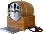 Glühwein-Durchlauferhitzer/Glühweinerhitzer 2-ltg. Holzfass m. elektr. Förderpumpen, versandkostenfrei