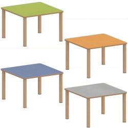 Quadrattisch ZALOTTI in 8 Höhen + Linoleumbelag 4 Farben 60x60 80x80